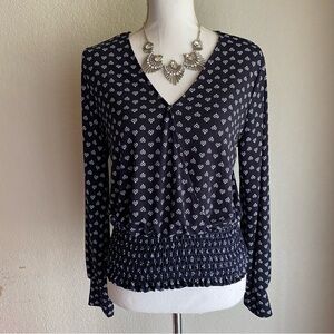 Kaileigh Blue and White Geometric Blouse